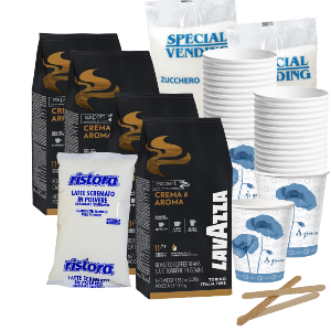 Lavazza Crema & Aroma Kit 600 cafés grains+ lait écrémé