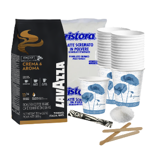 Lavazza Crema & Aroma Kit 300 cafés grains + lait écrémé pour machine semi-automatique